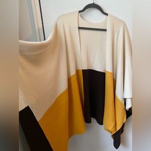 Talbots Knit Colorblock Fall Poncho or Blanket Scarf